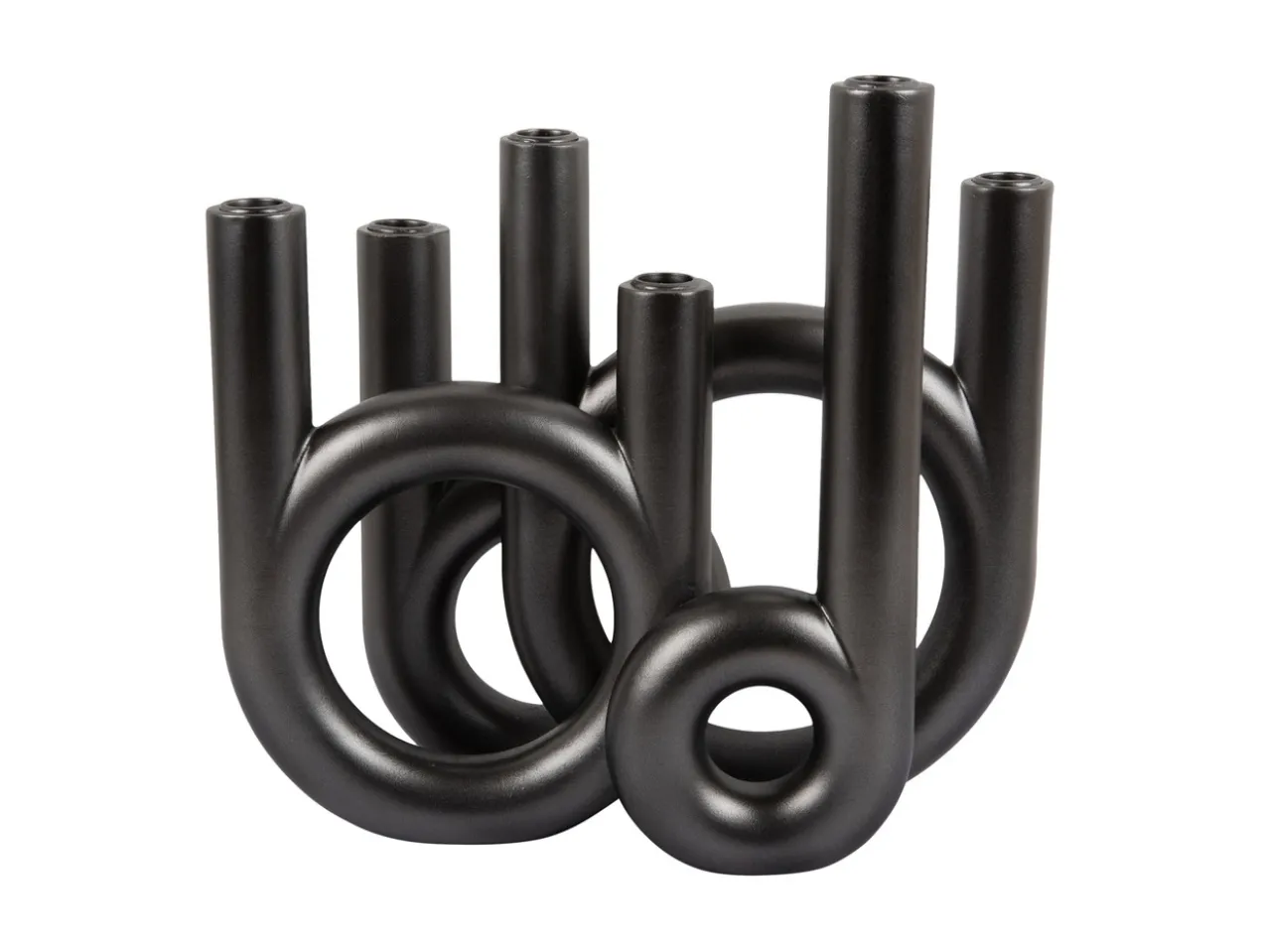 Candle holder Rings large metallic dark grey