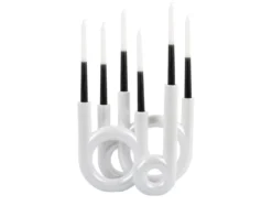 Candle holder Rings large metallic white