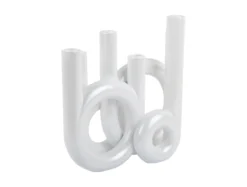 Candle holder Rings large metallic white
