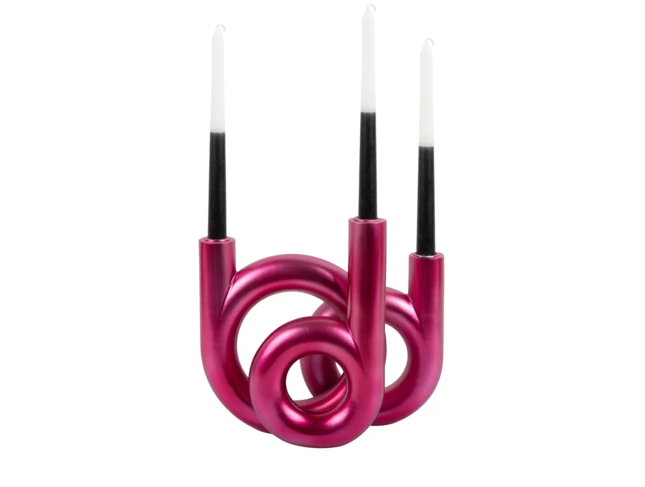 Candle holder Rings medium metallic dark pink