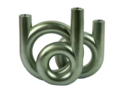Candle holder Rings medium metallic jungle green