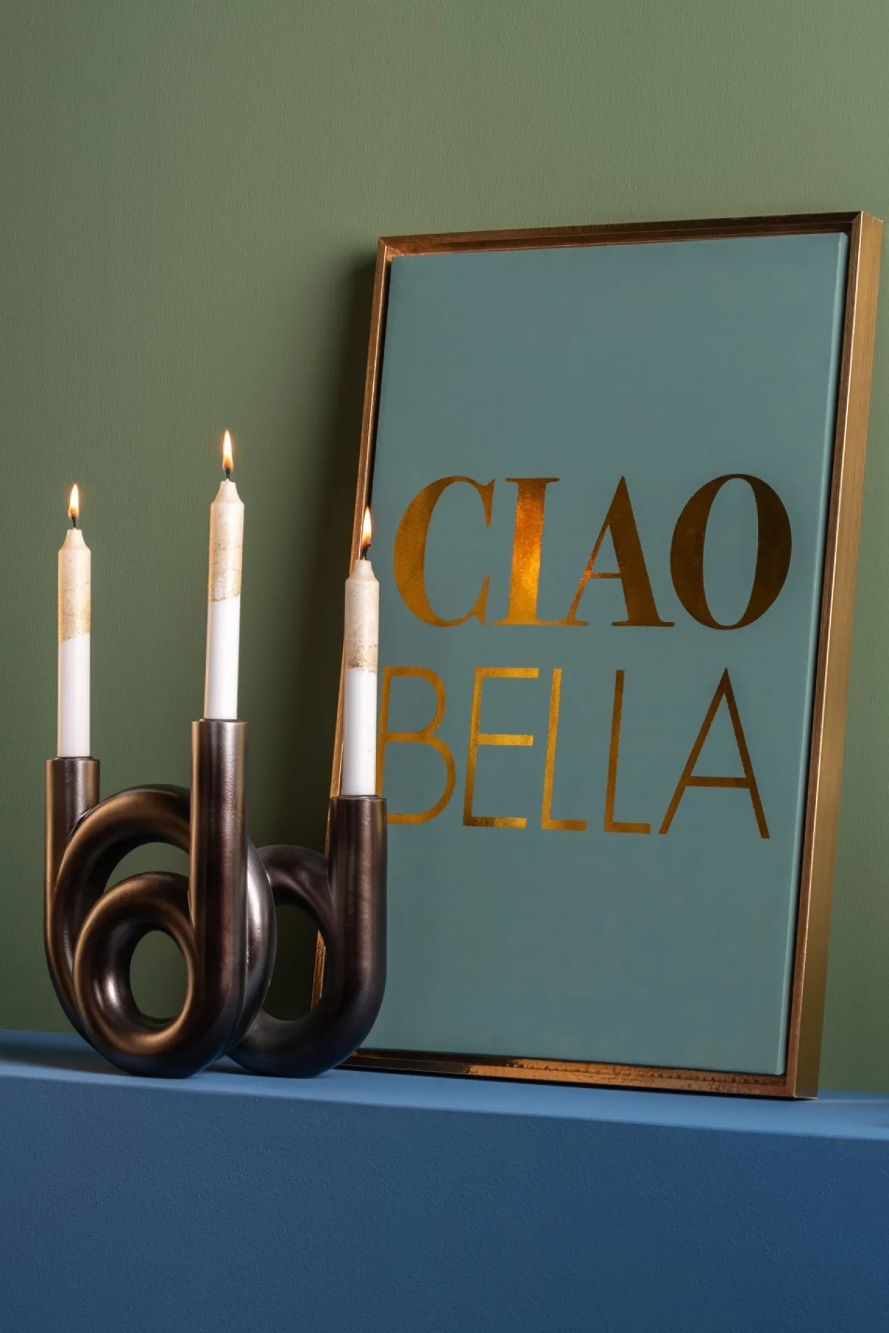 Candle holder Rings medium metallic dark grey