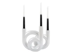 Candle holder Rings medium metallic white