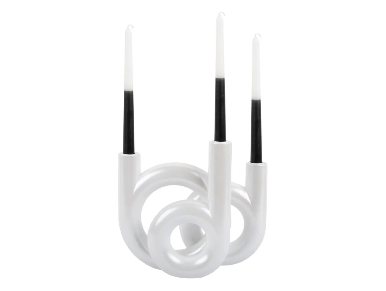 Candle holder Rings medium metallic white
