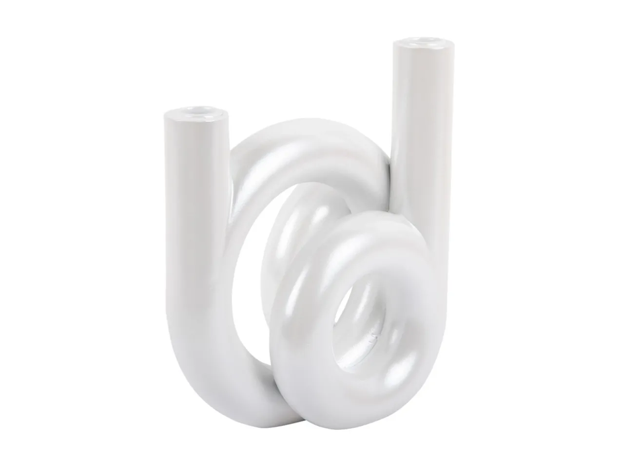 Candle holder Rings medium metallic white
