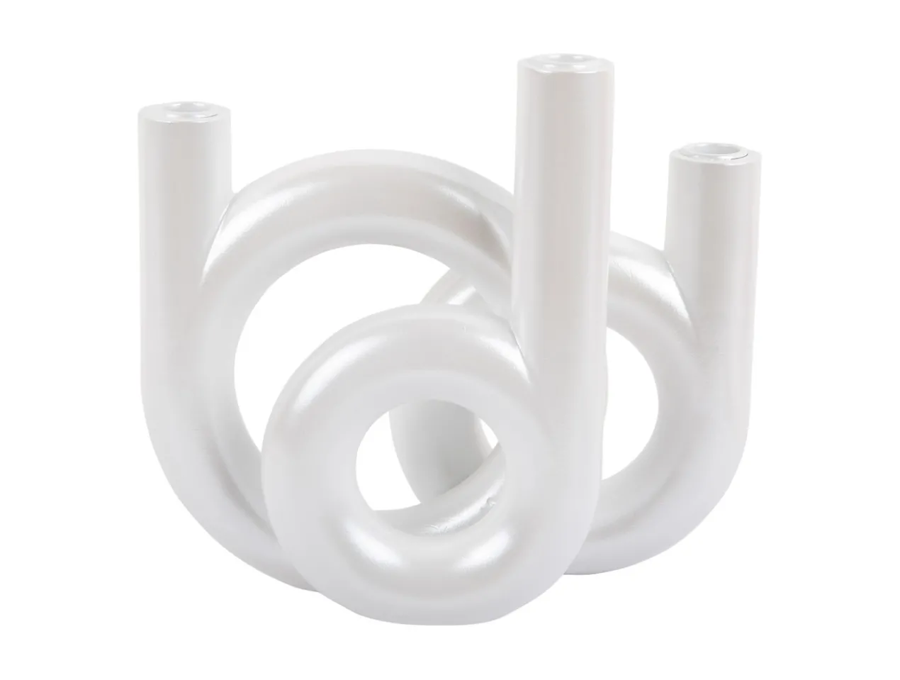 Candle holder Rings medium metallic white