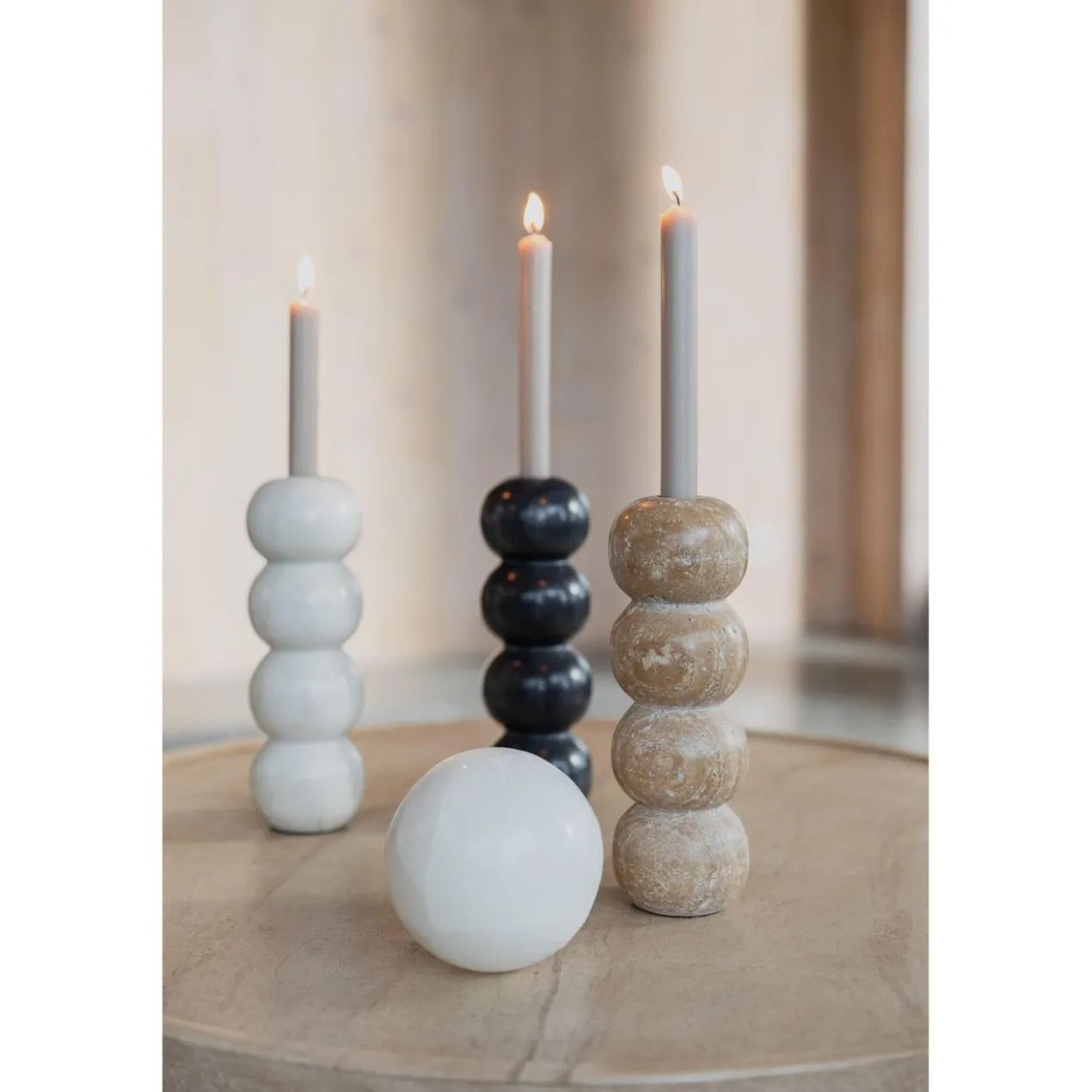 Candle holder rome marble white