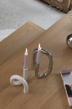 Candle holder tubo l shiny silver