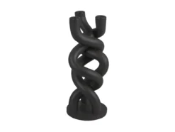 Candle holder Twisted ceramic black