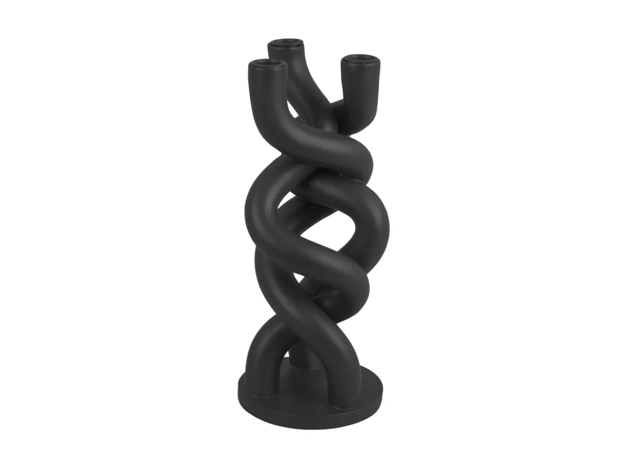 Candle holder Twisted ceramic black