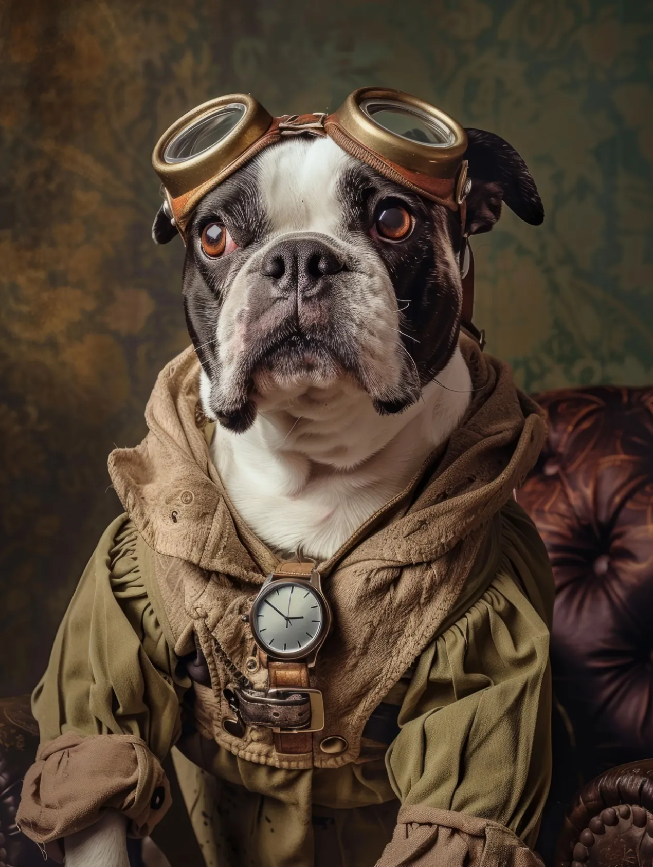 Canvas schilderij van een Boston Terrier 100x200 cm