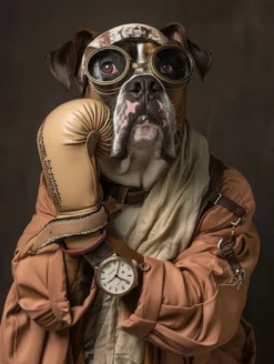 Canvas schilderij van een Boxer 40x60 cm