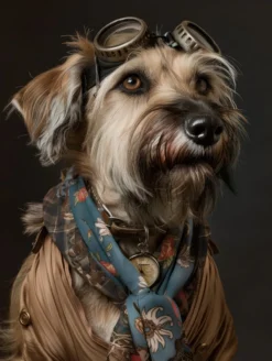 Canvas schilderij van een Briard Dog 40x60 cm