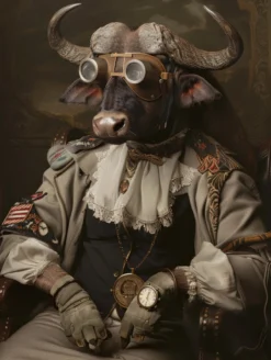 Canvas schilderij van een Buffalo 80x120 cm