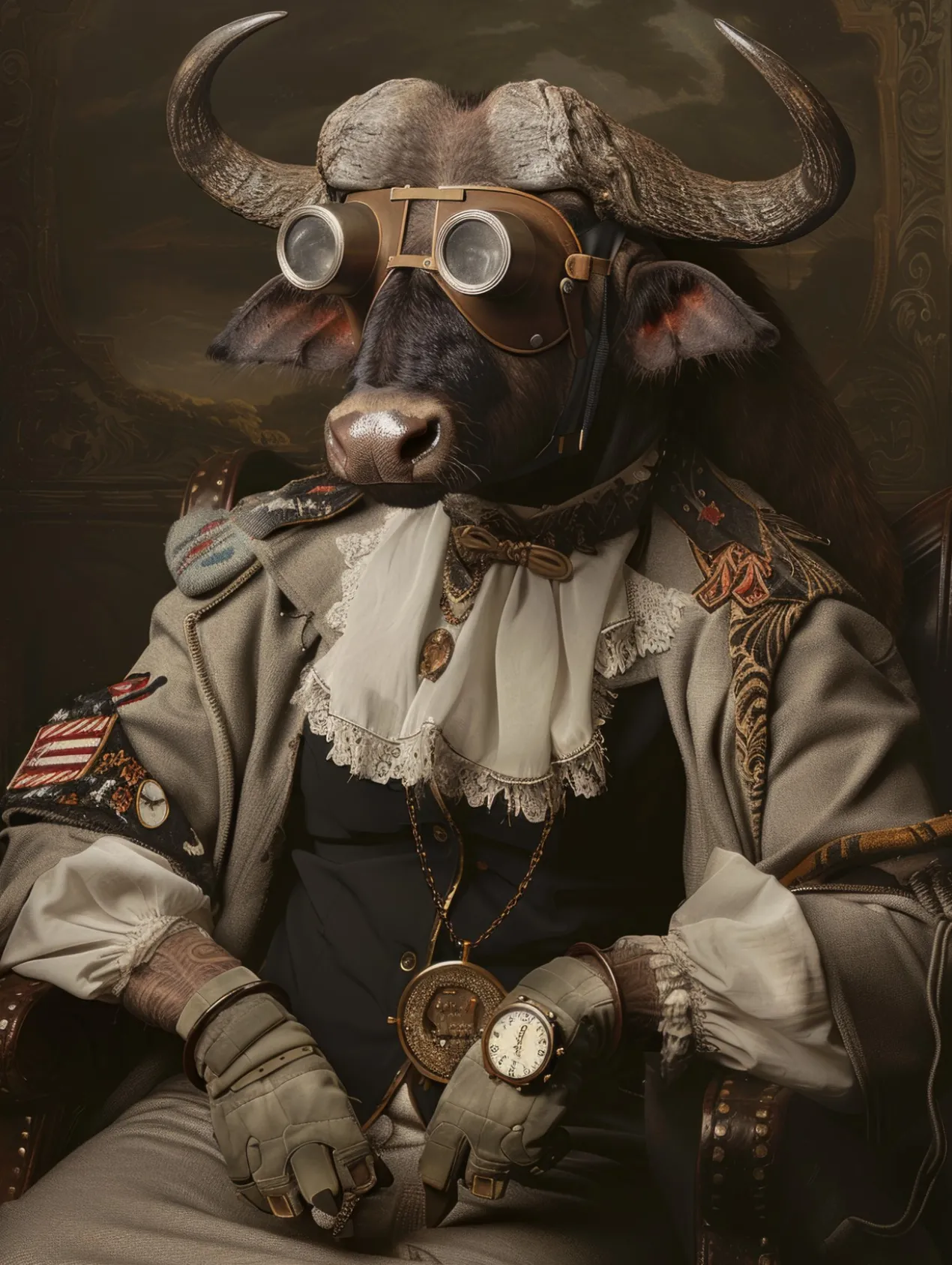 Canvas schilderij van een Buffalo 100x200 cm