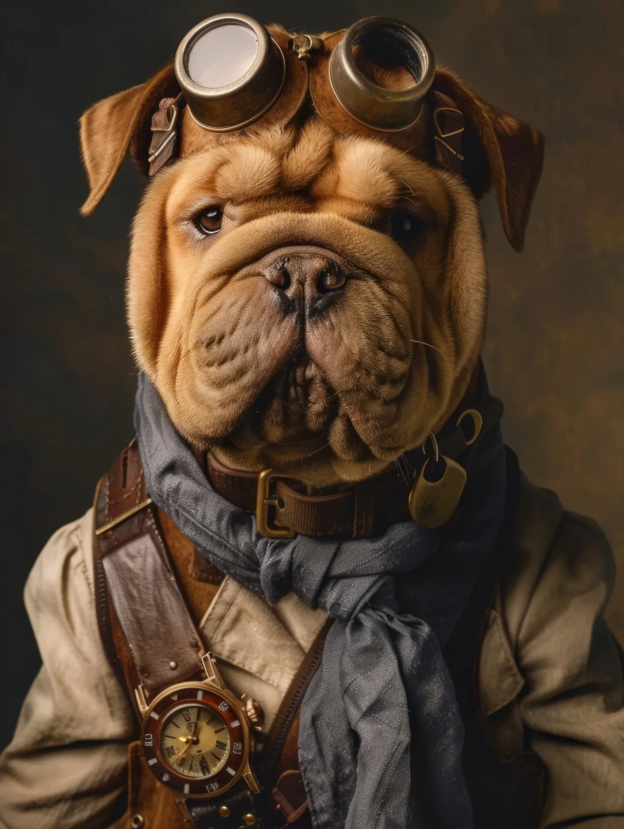 Canvas schilderij van een Chinese Shar dog 60x80 cm