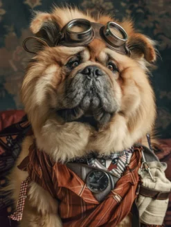 Canvas schilderij van een Chow Chow hond 100x150 cm