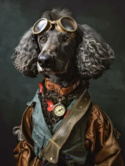 Canvas schilderij van een Curly Coated Retriever 80x120 cm