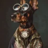 Canvas schilderij van een Doberman Pinscher 60x80 cm