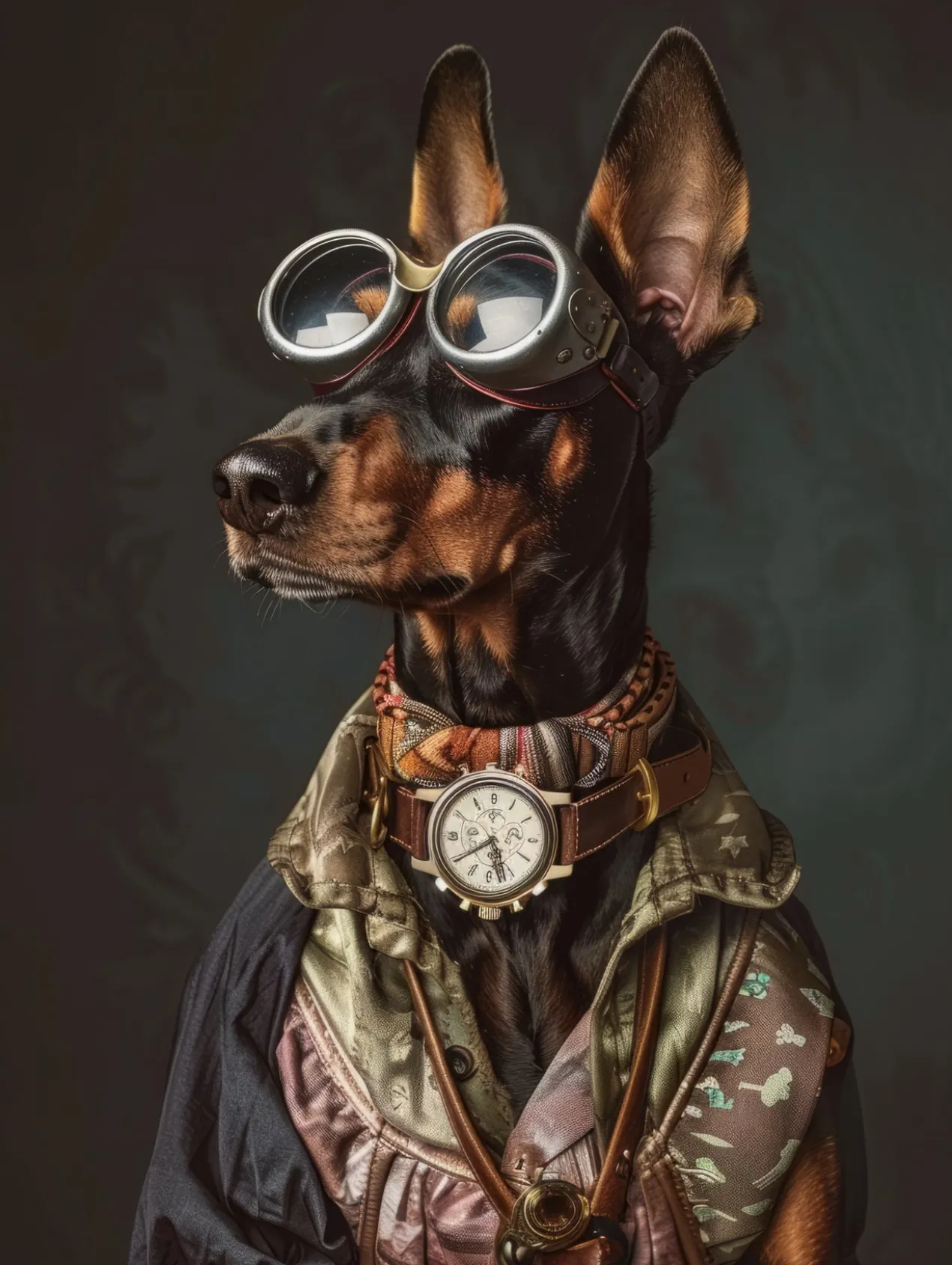 Canvas schilderij van een Doberman Pinscher 100x200 cm