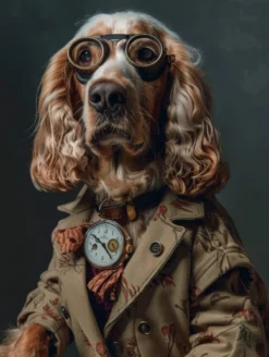 Canvas schilderij van een Field Spaniel hond 100x200 cm