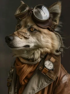 Canvas schilderij van een Finse Spitz dog 100x150 cm