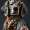 Canvas schilderij van een Flat Coated Retriever 40x60 cm