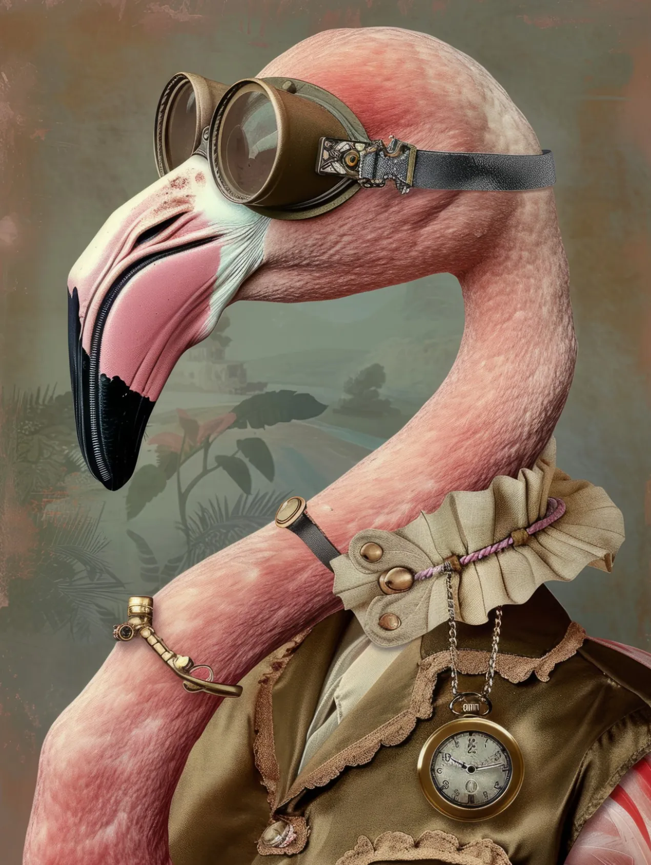 Canvas schilderij van een flamingo 100x200 cm