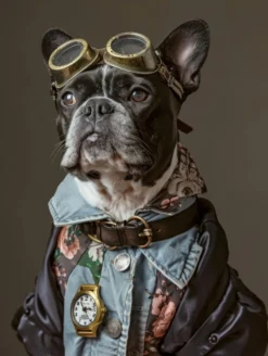 Canvas schilderij van een Franse Bulldog 80x120 cm