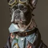 Canvas schilderij van een Franse Bulldog 100x200 cm
