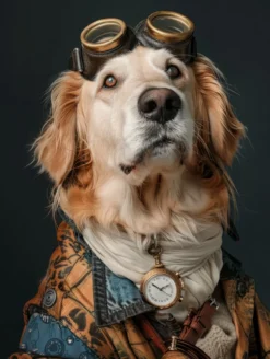 Canvas schilderij van een Golden Retriever 60x80 cm
