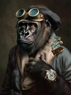 Canvas schilderij van een Gorilla 80x120 cm