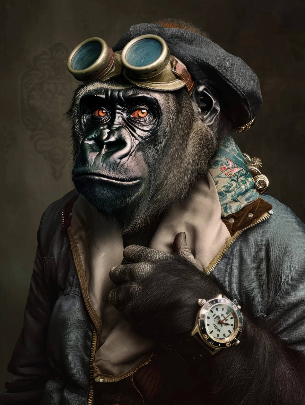 Canvas schilderij van een Gorilla 100x200 cm