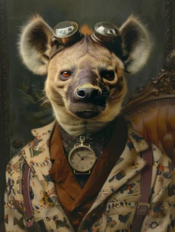Canvas schilderij van een Hyena 100x200 cm