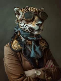 Canvas schilderij van een Jaguar 60x80 cm