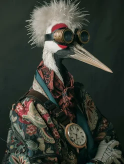 Canvas schilderij van een kraanvogel 40x60 cm