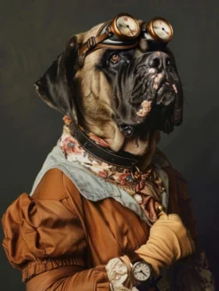 Canvas schilderij van een Mastiff hond 60x80 cm