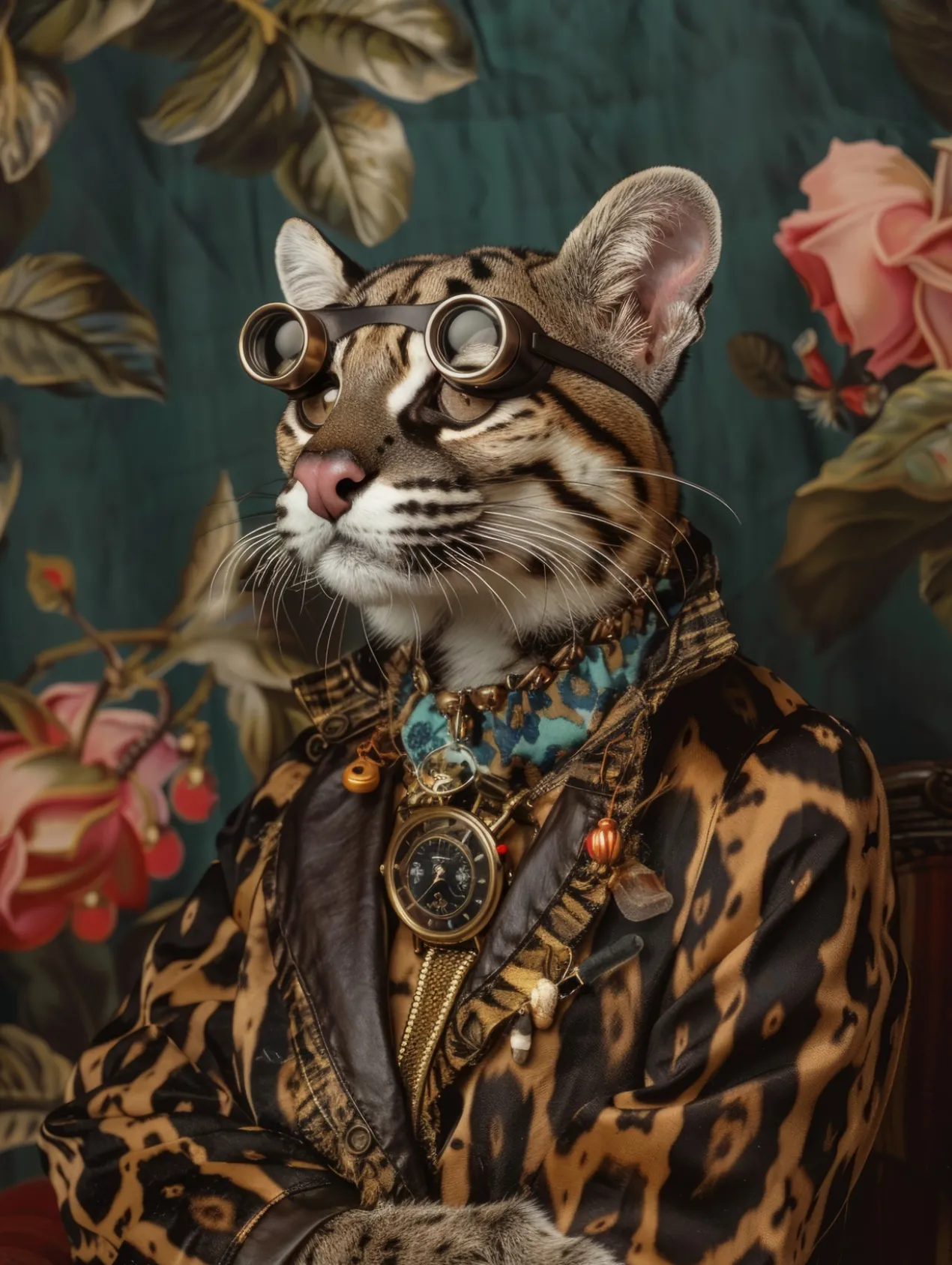 Canvas schilderij van een Ocelot 100x200 cm