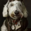 Canvas schilderij van een Old English Sheepdog 60x80 cm