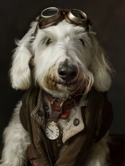 Canvas schilderij van een Old English Sheepdog 100x200 cm