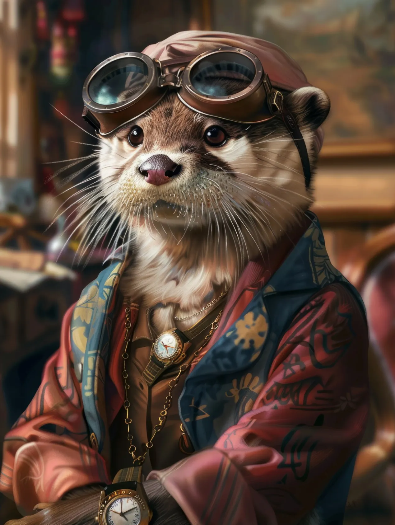 Canvas schilderij van een Otter 60x80 cm