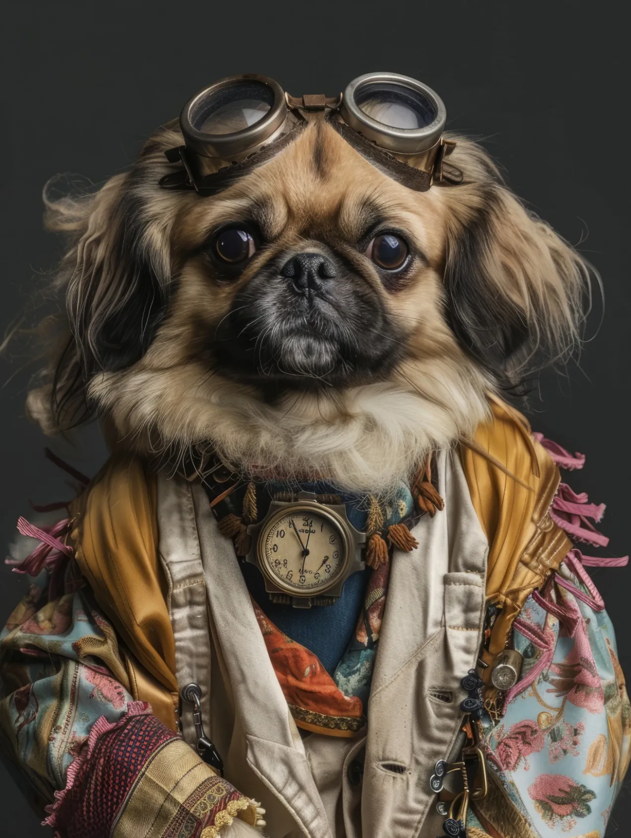 Canvas schilderij van een Pekingees hond 60x80 cm