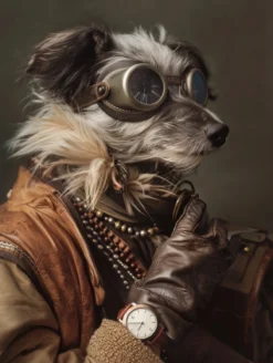 Canvas schilderij van een Petit Basset Griffon hond 80x120 cm