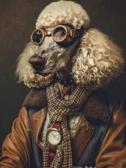 Canvas schilderij van een poedel hond 60x80 cm