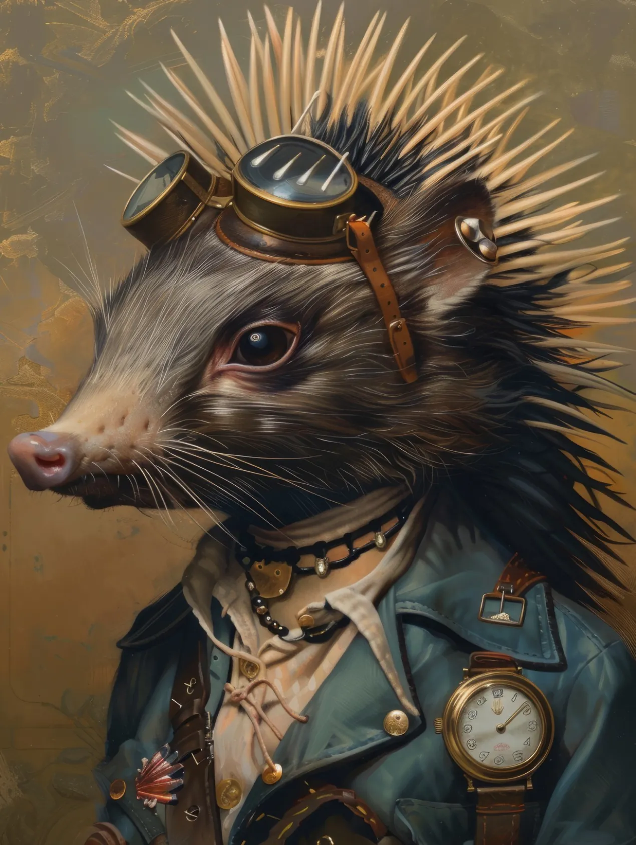 Canvas schilderij van een Porcupine hond 40x60 cm