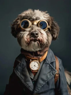 Canvas schilderij van een Portugese waterhond 100x150 cm