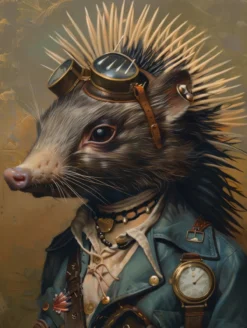 Canvas schilderij van een Porcupine hond 100x150 cm