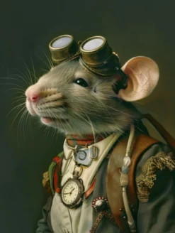 Canvas schilderij van een Rat 60x80 cm