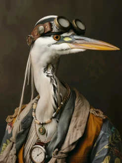 Canvas schilderij van een Reiger 60x80 cm