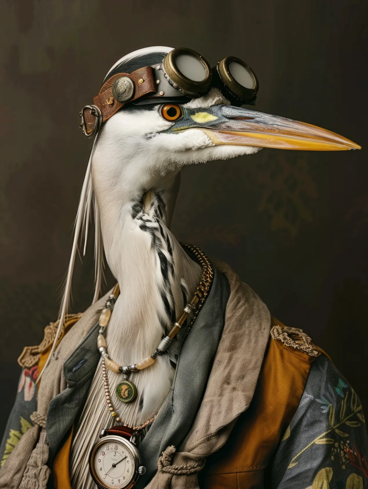 Canvas schilderij van een Reiger 100x200 cm